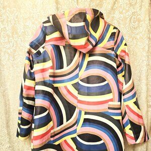 Boden rainbow striped coat raincoat bloggers' favorite size 4